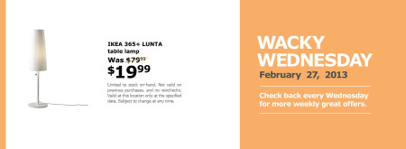 IKEA - Ottawa Wacky Wednesday Deal of the Day (Feb 27)