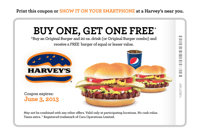 Harveys Lots of New Coupons - BOGO, 2 Can Dine, Meal Deals (Until June 3)