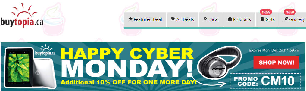 Buytopia Cyber Monday - Extra 10 Off Promo Code (Dec 2)