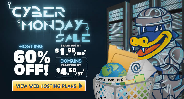 HostGator Cyber Monday - 60 or 75 Off All Web Hosting Packages (Dec 2)